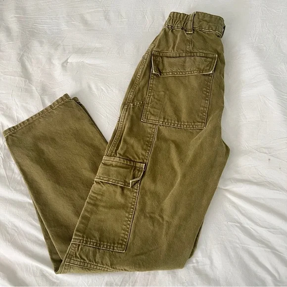 WE THE FREE PEOPLE Ezra hi rise cargo pants jeans Green 25 NWOT - Picture 4 of 11